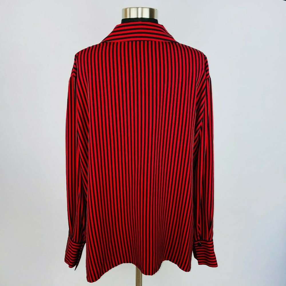 Notations Womens 2x Plus Polyester Red Black Stri… - image 6